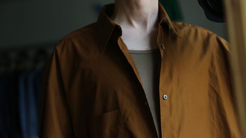 Graphpaper Broad L/S Oversized Regular Collar Shirt"BROWN"style.2021.5.25.