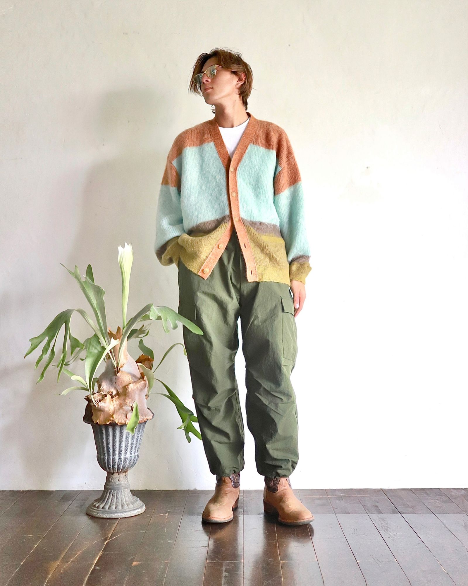 YOKE 23AW MOHAIR BORDER CARDIGAN