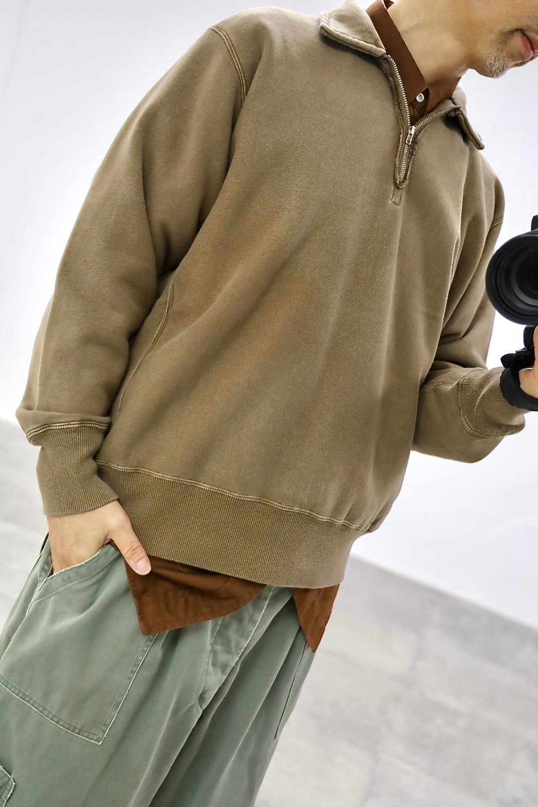 A.PRESSE 2026 STYLE1 Vintage Half Zip Sweatshirt"BROWN"スタイル