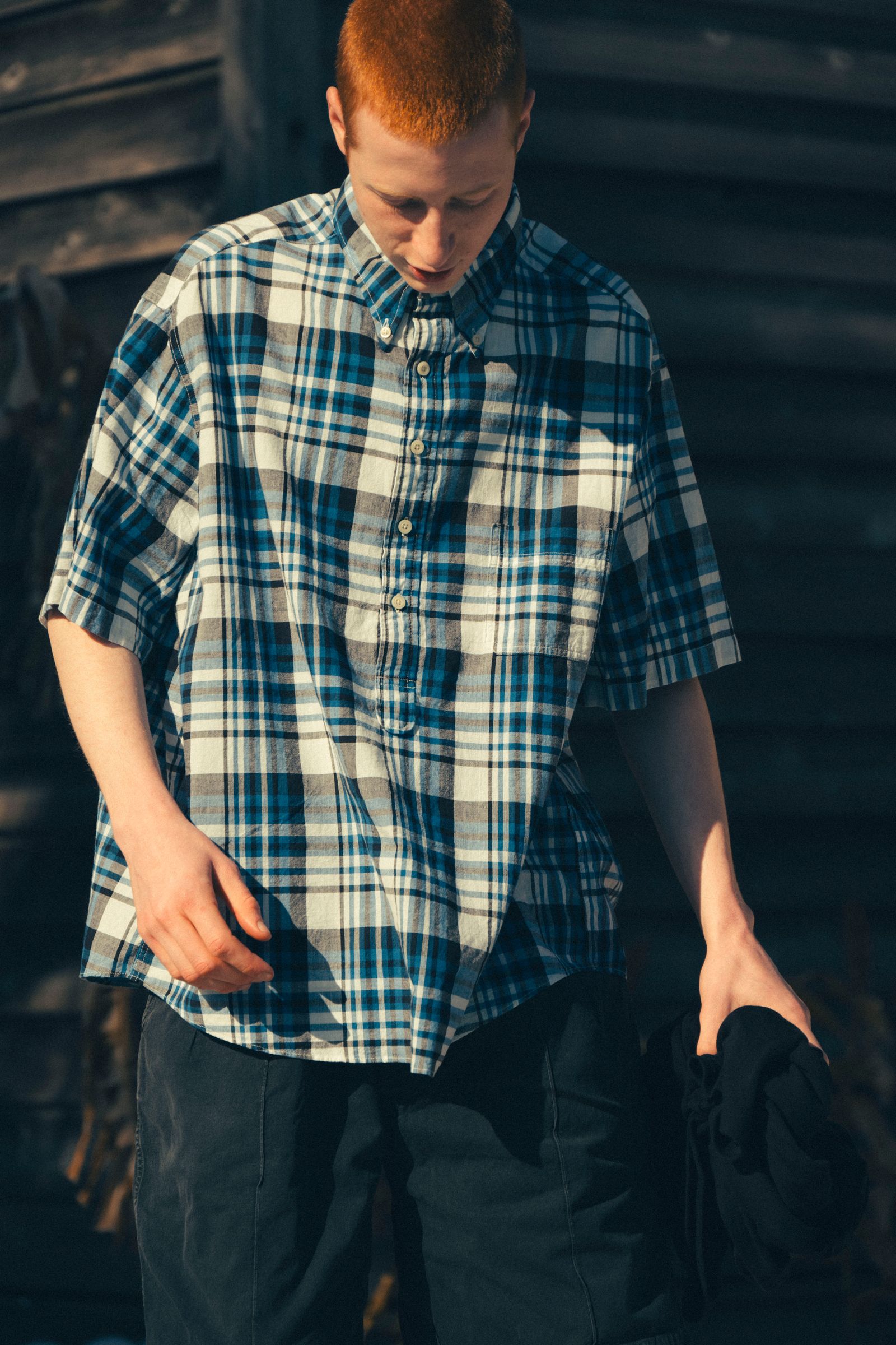 ファウンダ 25SS PULLOVER SHIRT(015FD251010)BLUE/WHITE