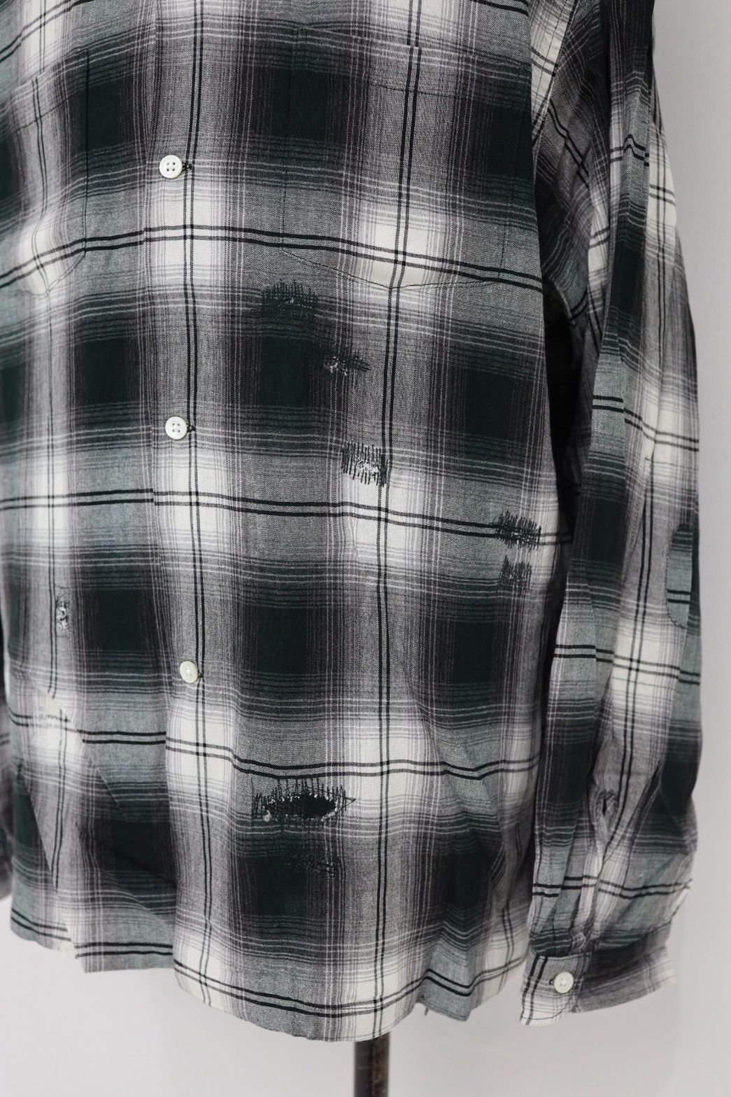 BOW WOW 26SS バウワウ REMADE RAYON PLAID SHIRT AGED(BW261-RRPS)D.GREEN×WHITE