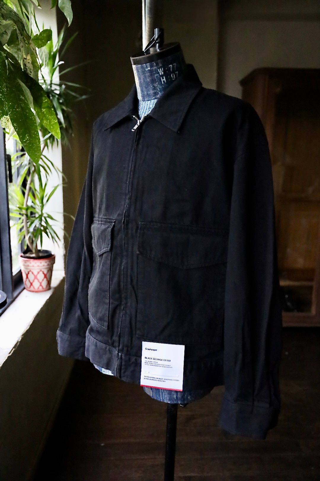 グラフペーパー Selvage Denim Zip Jacket(GU253-20056RB) BLACK_WASHED