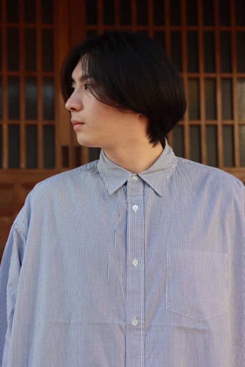 FreshService CORPORATE STRIPE REGULAR COLLAR SHIRT"WHITE×BLACK"style.