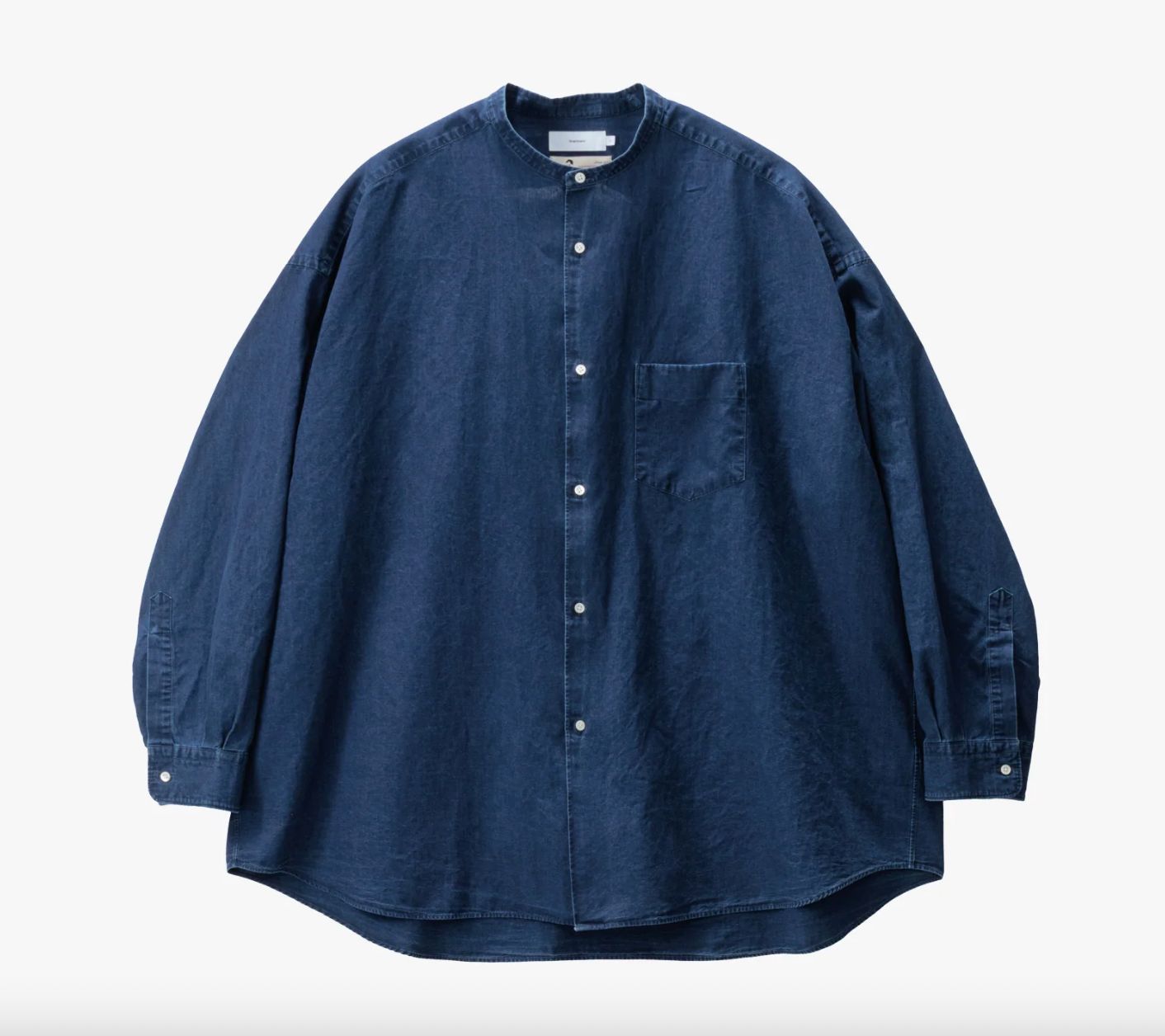グラフペーパー SIDOGRAS Indigo Poplin L/S Oversized Band Collar Shirt(GM252-50046)DARK FADE☆8月2日(土)発売！