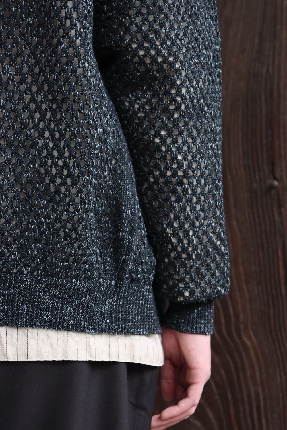 YOKE MESHED KNIT CARDIGAN(YK22SS0345S) style.2022.2.20