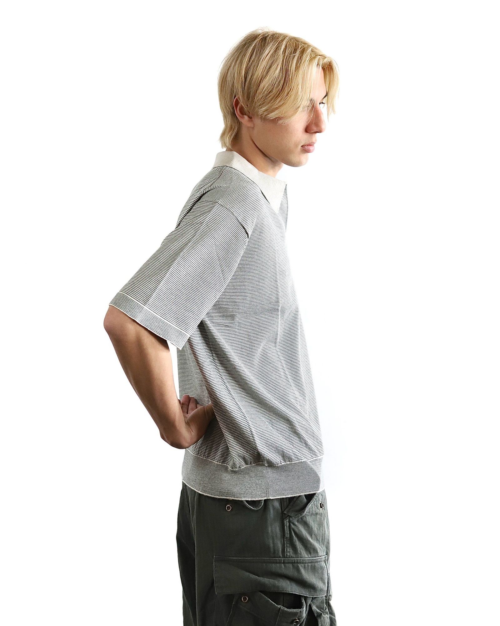 アプレッセ24SS High Gauge S/S Striped Skipper(ECRU×GREEN) style 2024.3.22