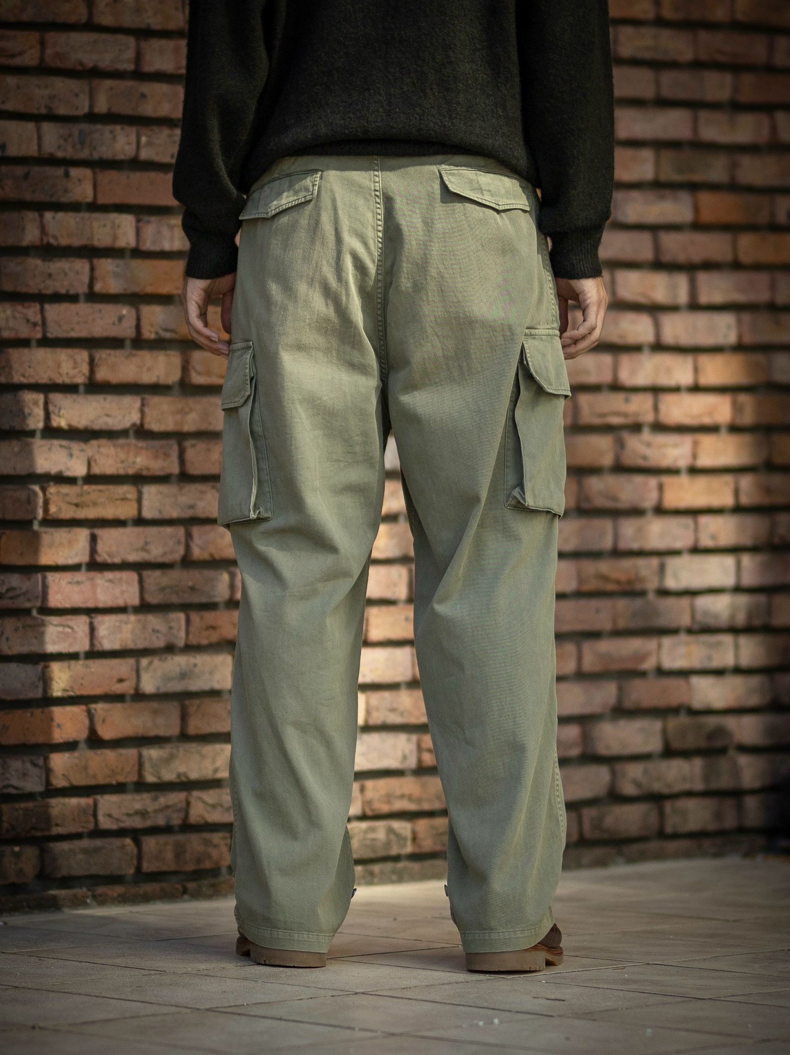A.PRESSE Brushed Cashmere Middle Gauge Henley Neck Sweater (OLIVE)MARKスタイル！