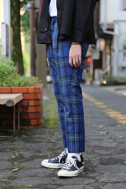 JieDa TARTAN CHECK TUCK SLACKS"NAVY"スタイル.2020.7.25.