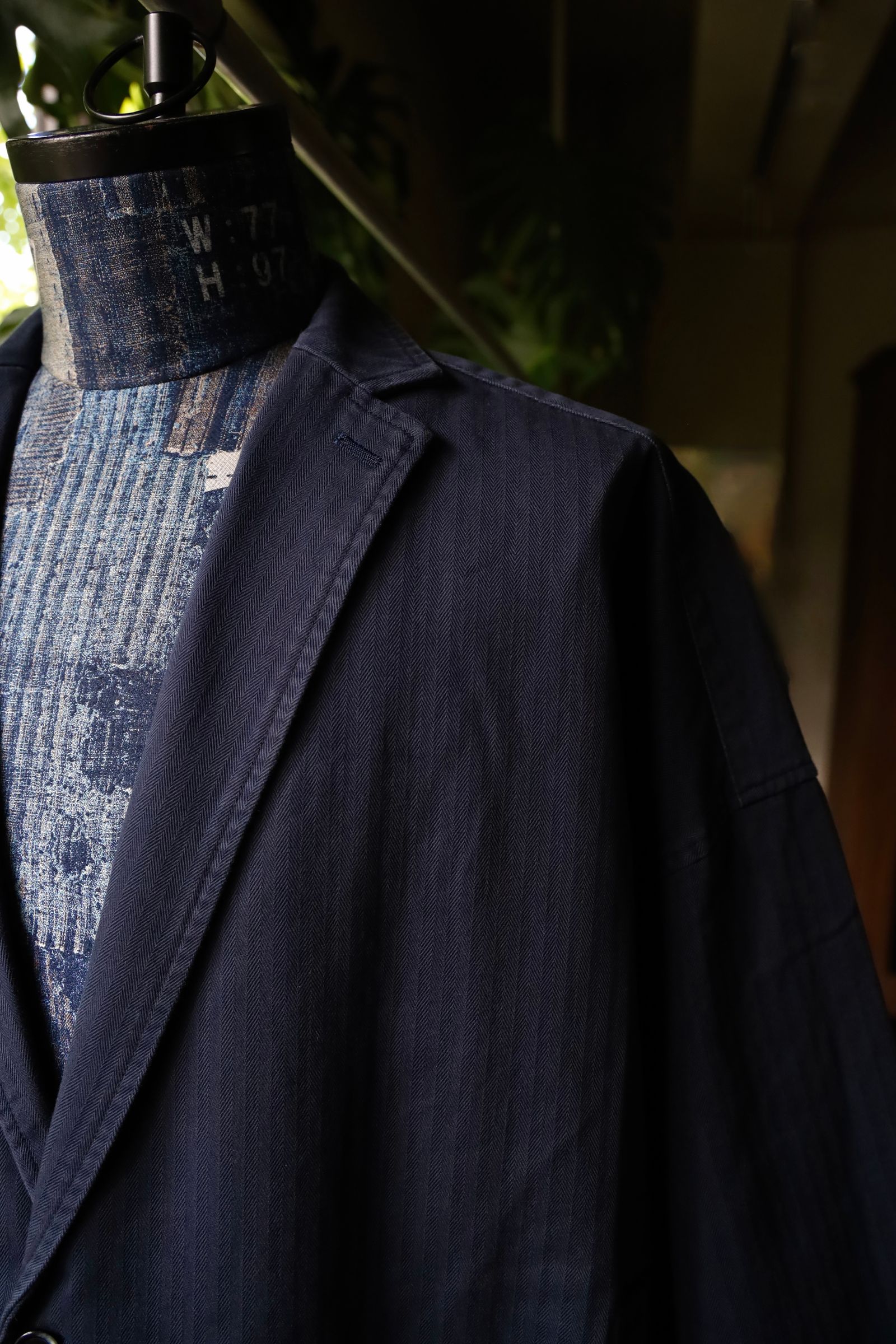 S.F.C 24FW エスエフシーTAILORED SHIRT JACKET HERRINGBONE(SFCEW24S01)Navy