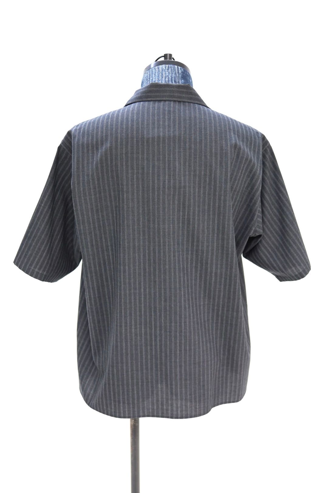 marka 26SS FLY FRONT OPEN COLLAR S/S SHIRT(M26A11SH02B)GRAY STRIPE☆新作発売！