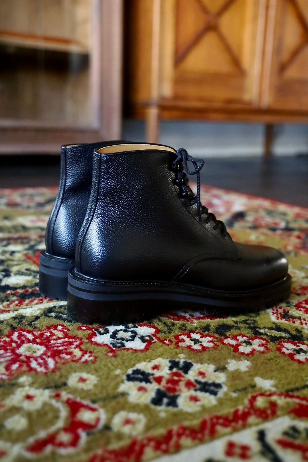 FOOTWORKSフットワークス  レースアップブーツ Lace-up shoes in grain leather(F03-0002_M)BLACK☆新作発売！