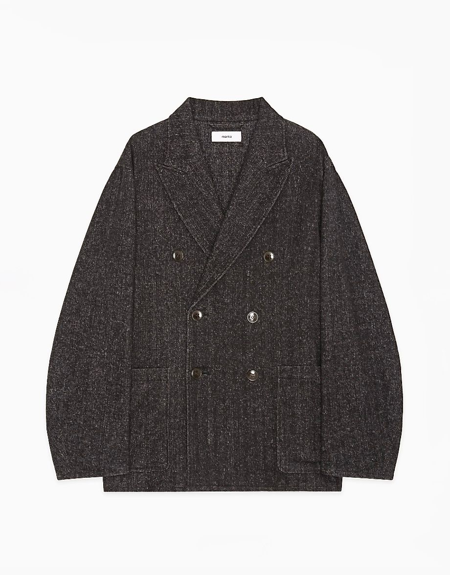 マーカ 26AW ヘビーシルクフランネル / リラックスドフィット W.B ジャケット(M26C19JK01C)HERRINGBONE☆新作発売！