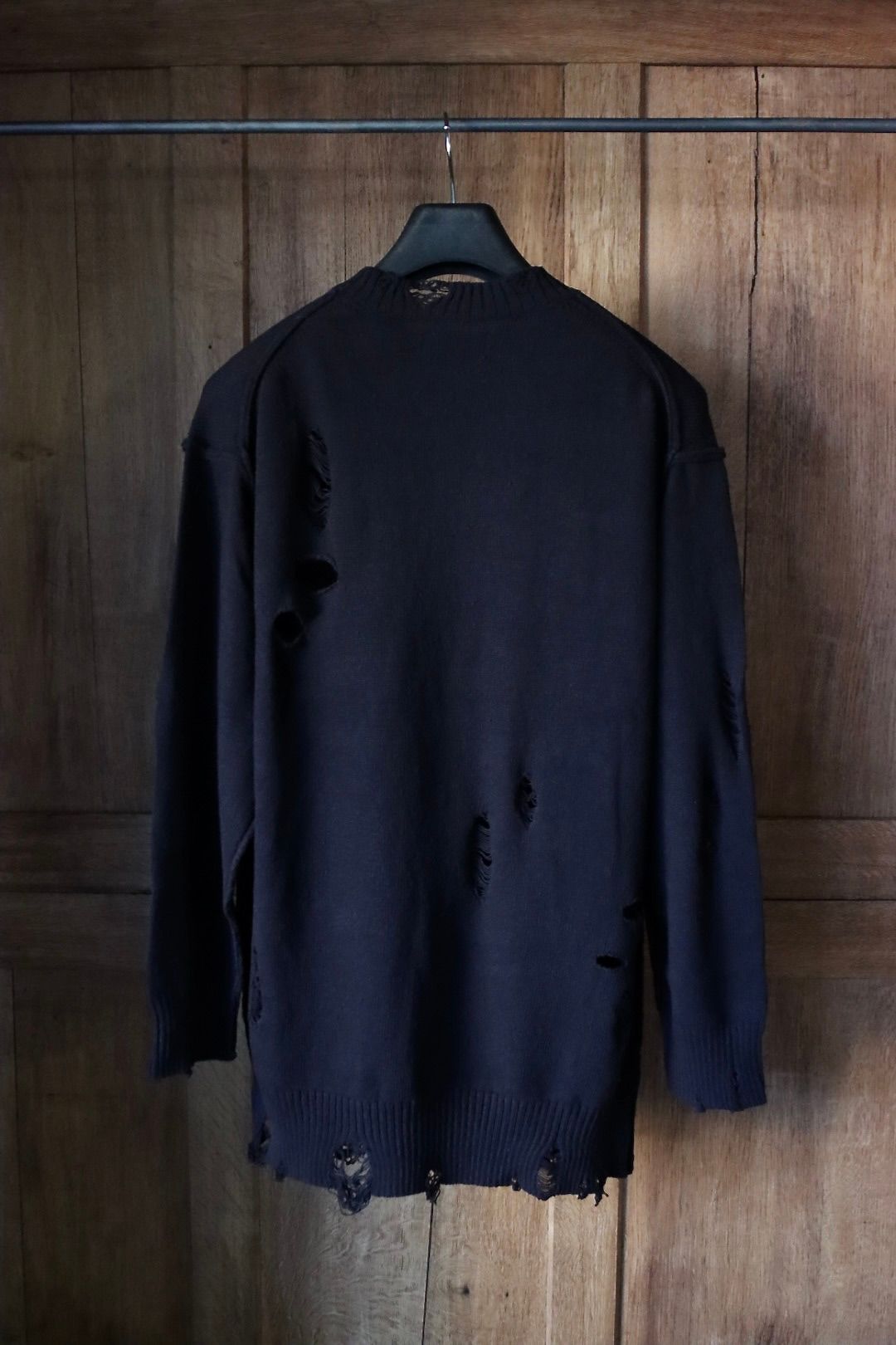 ヨウジヤマモト24SS 7G1P HOLE DESIGN DAMAGED LONG SLEEVE(HS-K16-094-2)BLACK