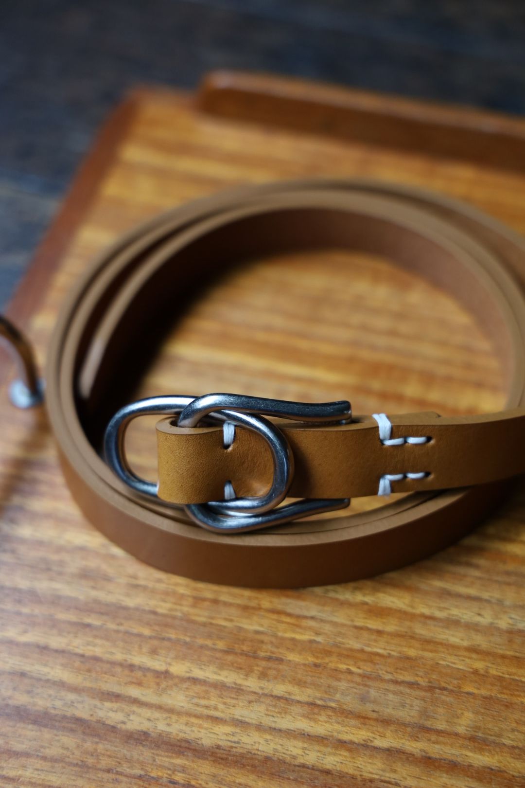 ヨーク 25FW Double Buckel Leather Belt(YK25FW01139A)BROWN