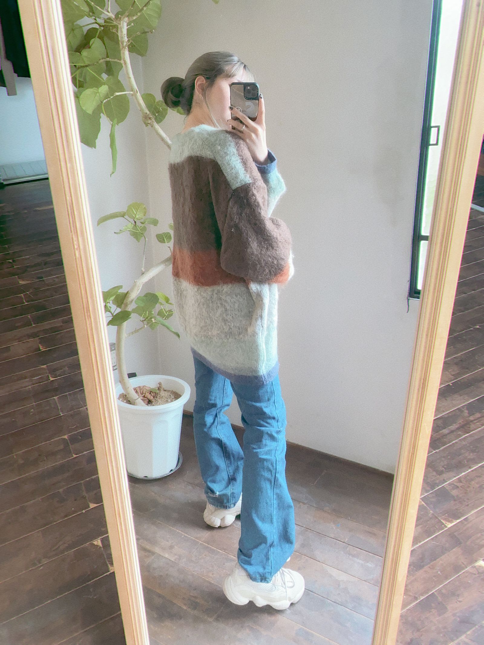 ヨーク23AW MOHAIR BORDER CREWNECK SWEATER(YK23FW0572S)BROWN