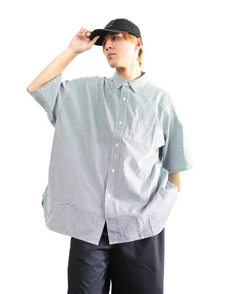 FreshService 24SS CORPORATE UNIFORM S/S SHIRT(GREEN STRIPE) style 2024.3.8