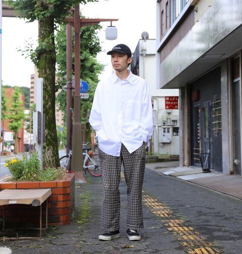 Graphpaper Broad L/S Oversized Regular Collar Shirt(GM203-50110B)"WHITE"Style.2020.7.14.