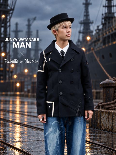 JUNYA WATANABE MAN ウールナイロンメルトン NEEDLES Wネーム Pコート  10月2日(金)新作発売！