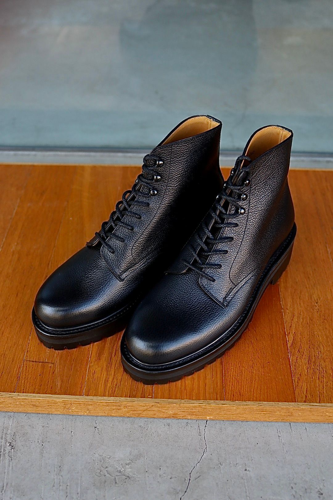 FOOTWORKSフットワークス  レースアップブーツ Lace-up shoes in grain leather(F03-0002_M)BLACK☆新作発売！