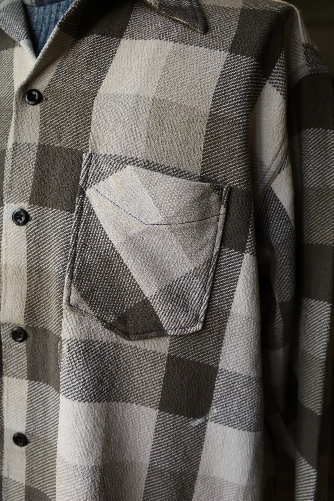 BOW WOW 25FWバウワウ DAMAGED AND STAINED FLANNEL SHIRT(BW252-DSFS) AGED GRAY x WHITE