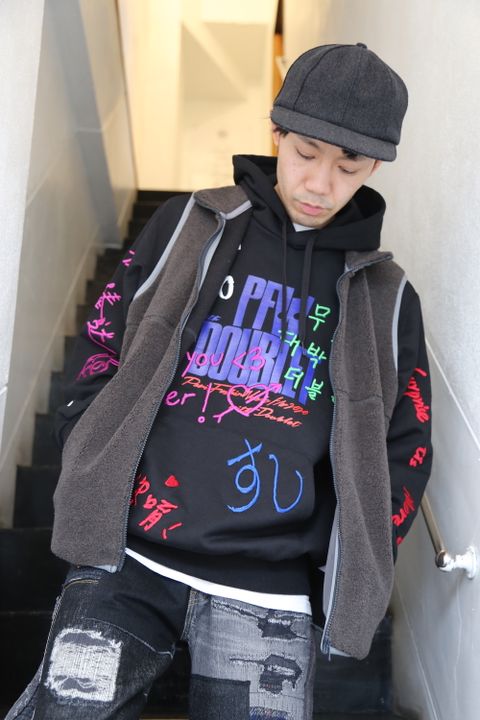 doublet MESSAGE EMBROIDERY HOODIE"BLACK"Style.2020.11.1.