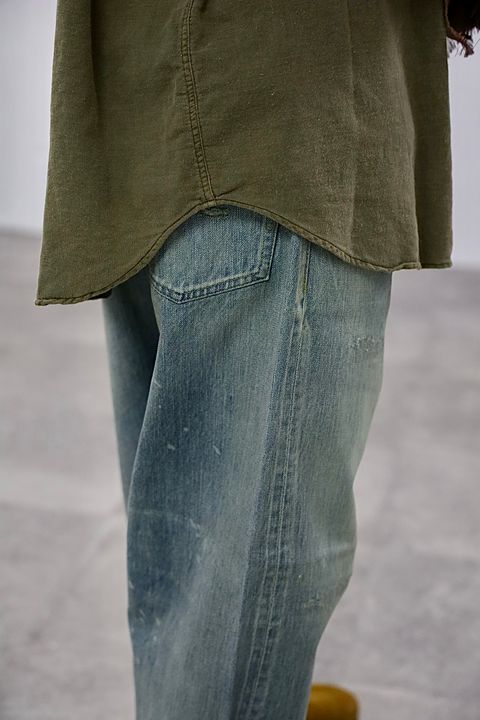 A.PRESSE 2026 STYLE2 Vintage Cotton Moleskin Shirts"KHAKI"スタイル