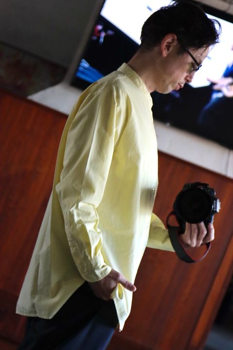 Ets.MATERIAUX 22SS Band collar shirt"YELLOW"style.2021.12.14.