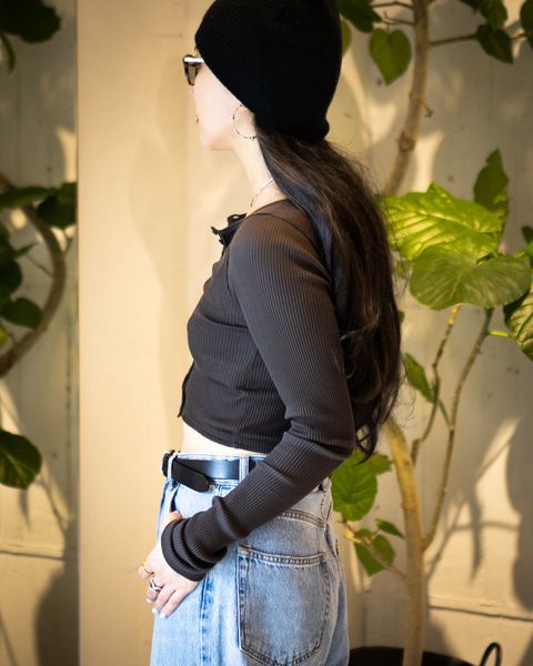 Product Twelve C/N Rib Cropped Button Up Top style.2026.5.2