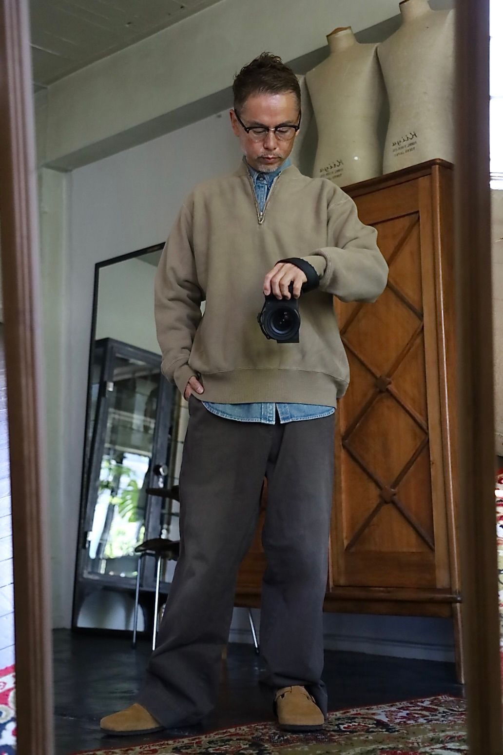 アプレッセ 2026 STYLE2 Vintage Half Zip Rib Collar Sweatshirt(26AAP-05-11)MOCHA
