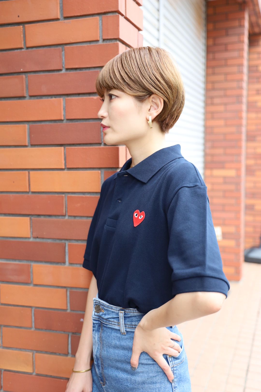 PLAY COMME des GARÇONS　ポロシャツ　М　ネイビー 中古・古着通販】PLAY COMME des GARCONS (プレイ
