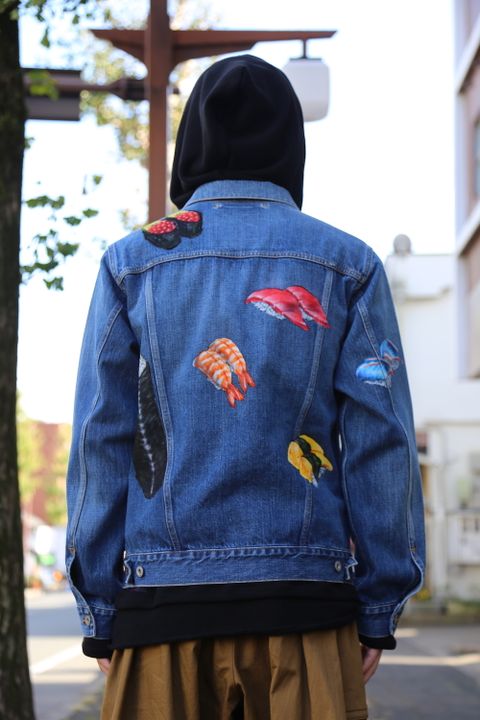 doublet FOOD HAND-PAINTED DENIM JACKET L.BLUE Style 2020.10.19.