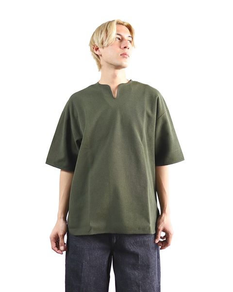ブラームスルーツストック24SS Rough&Smooth Thermal Over-neck(Olive) style 2024.3.21