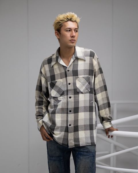 BOW WOW 25FWバウワウ DAMAGED AND STAINED FLANNEL SHIRT(BW252-DSFS) AGED GRAY x WHITE★9月27日(土)発売！