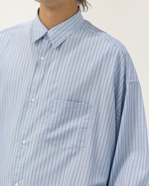 グラフペーパー SIDOGRAS L/S Oversized Regular Collar Shirt (SAX STRIPE) 6月6日(土)新作発売！