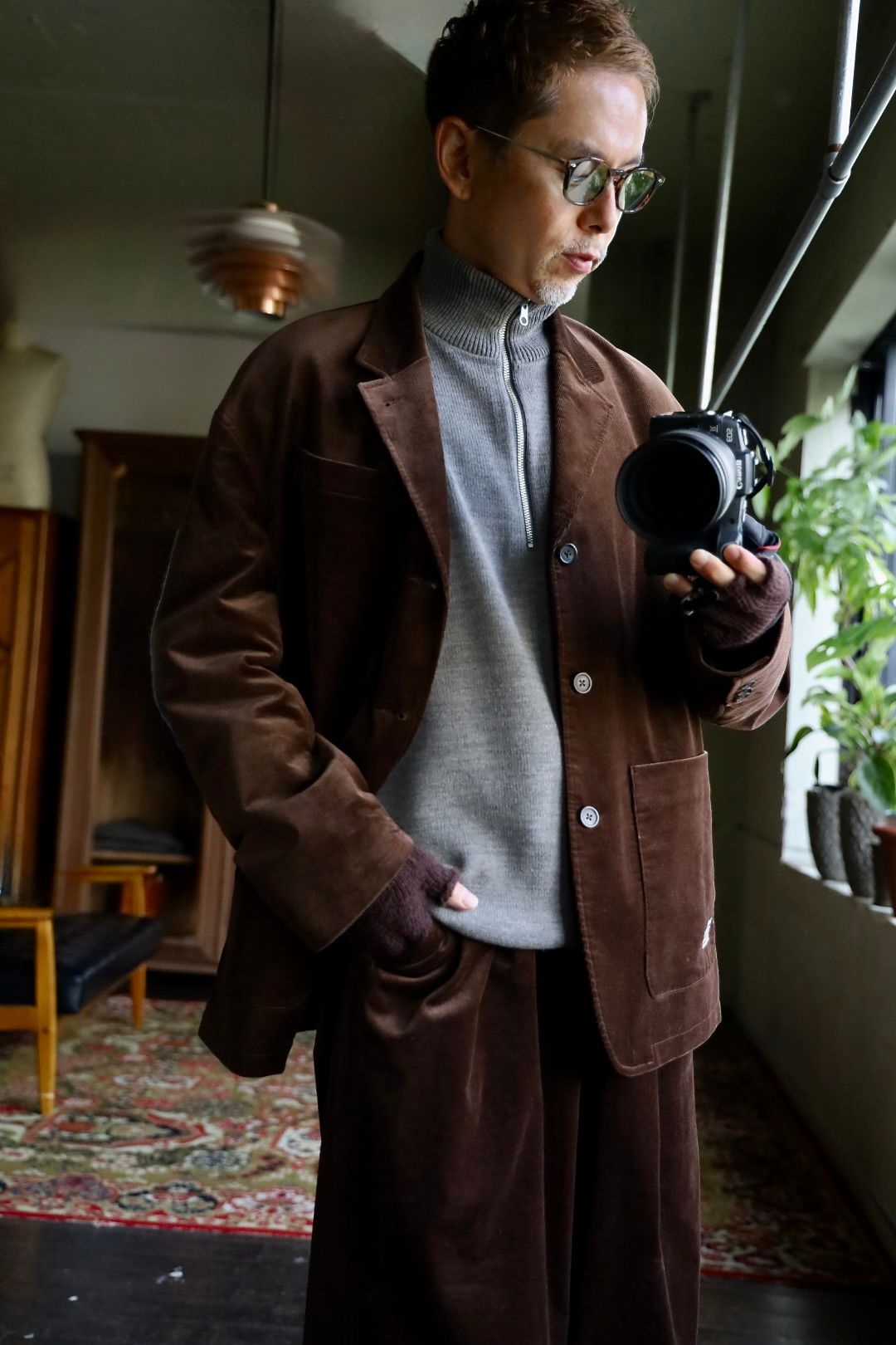 FreshService 26AW THERMAL JERSEY HARF ZIP KNIT"GRAY"スタイル