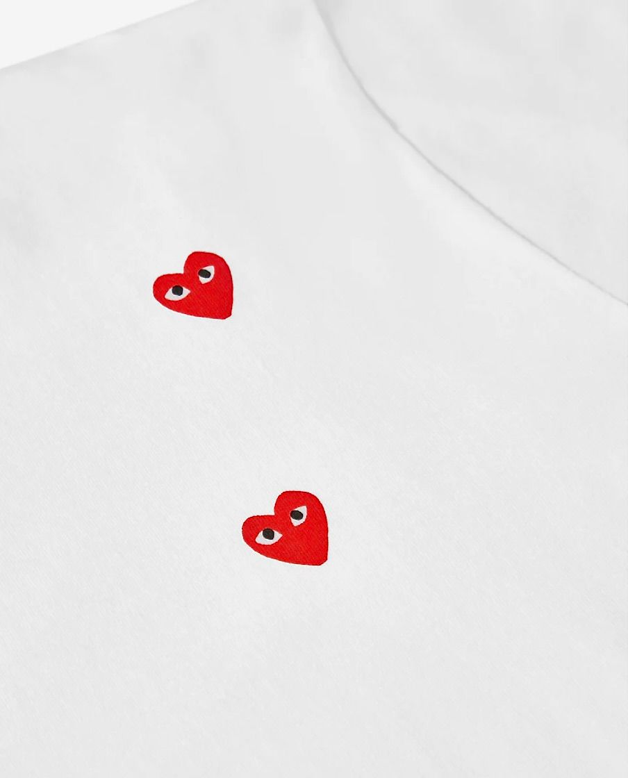 プレイコムデギャルソン PLAY MANY HEART S/S T-SHIRT RED  HEART(AX-T338-051)WHITE☆3月1日(金)発売！ - XS