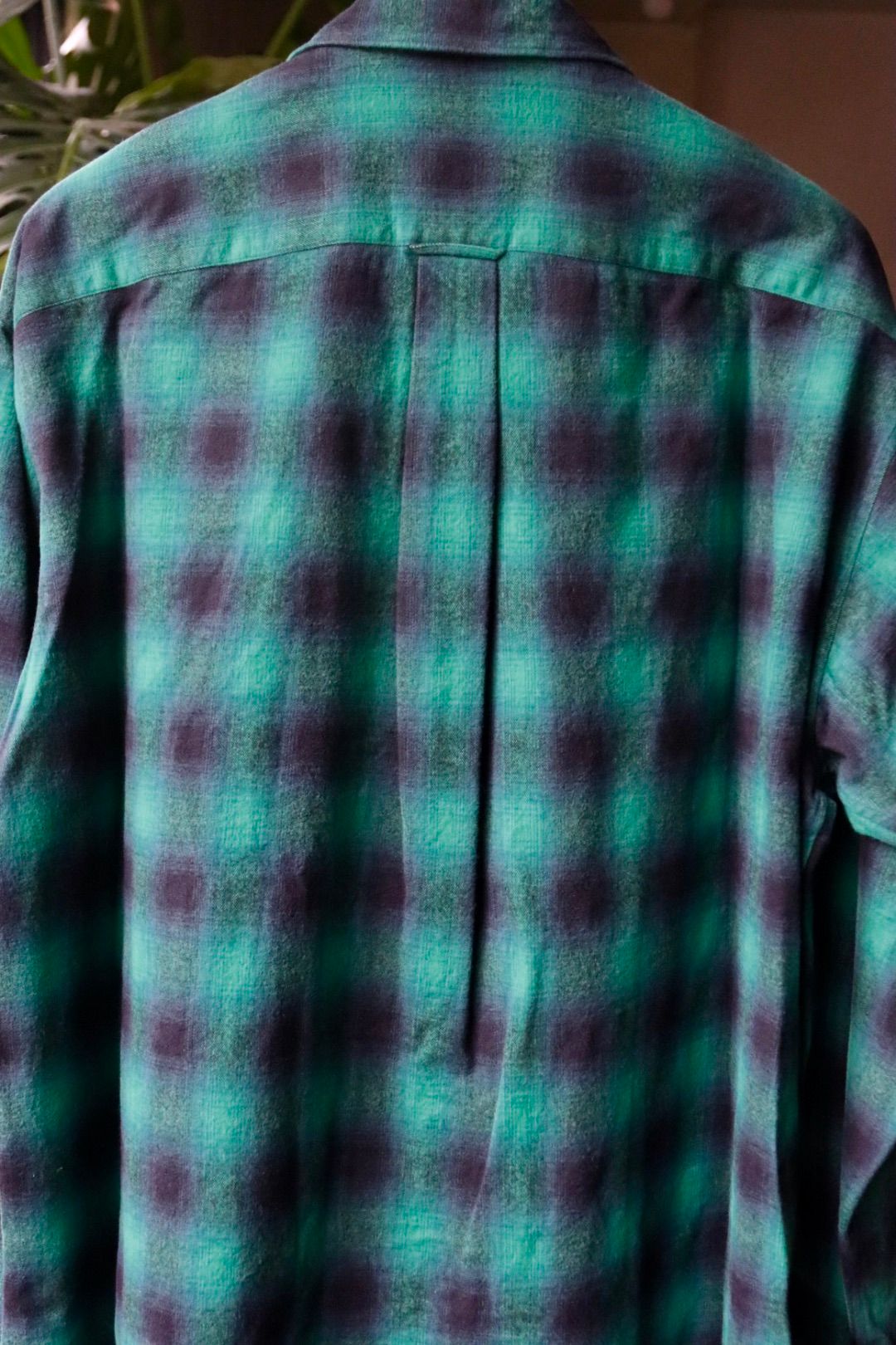 セダンオールパーパスFW23 Brushed Ombre Plaid Open Collar Shirt (SD23F-SH02)Green Plaid