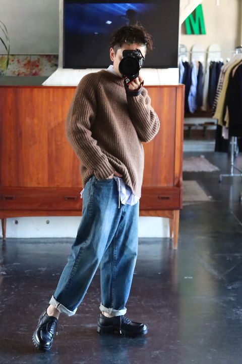 A.PRESSE Fisherman Pullover Sweater"BROWN"style.2021.12.14.