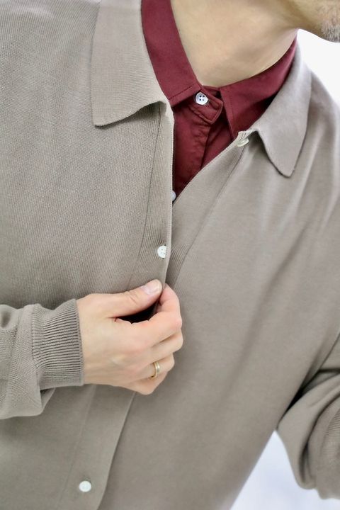 Graphpaper グラフペーパー26SS Suvin High Gauge Knit Oversized L/S Shirts"TAUPE"スタイル