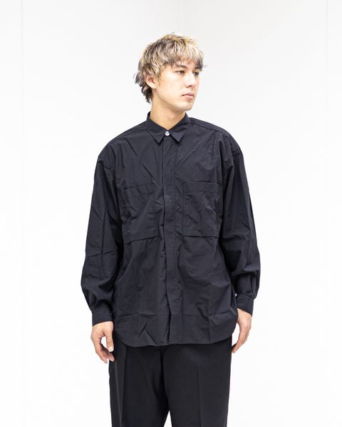 コムデギャルソンオム26SS 綿タイプライタージップアップシャツ(HQ-B002-051)BLACK☆2月6日(金)発売