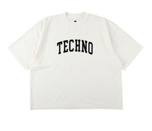 イズネスミュージック TECHNO FLOCKY PRINT T-SHIRT(IMP5_11_FLTECHNOT01)WHITE
