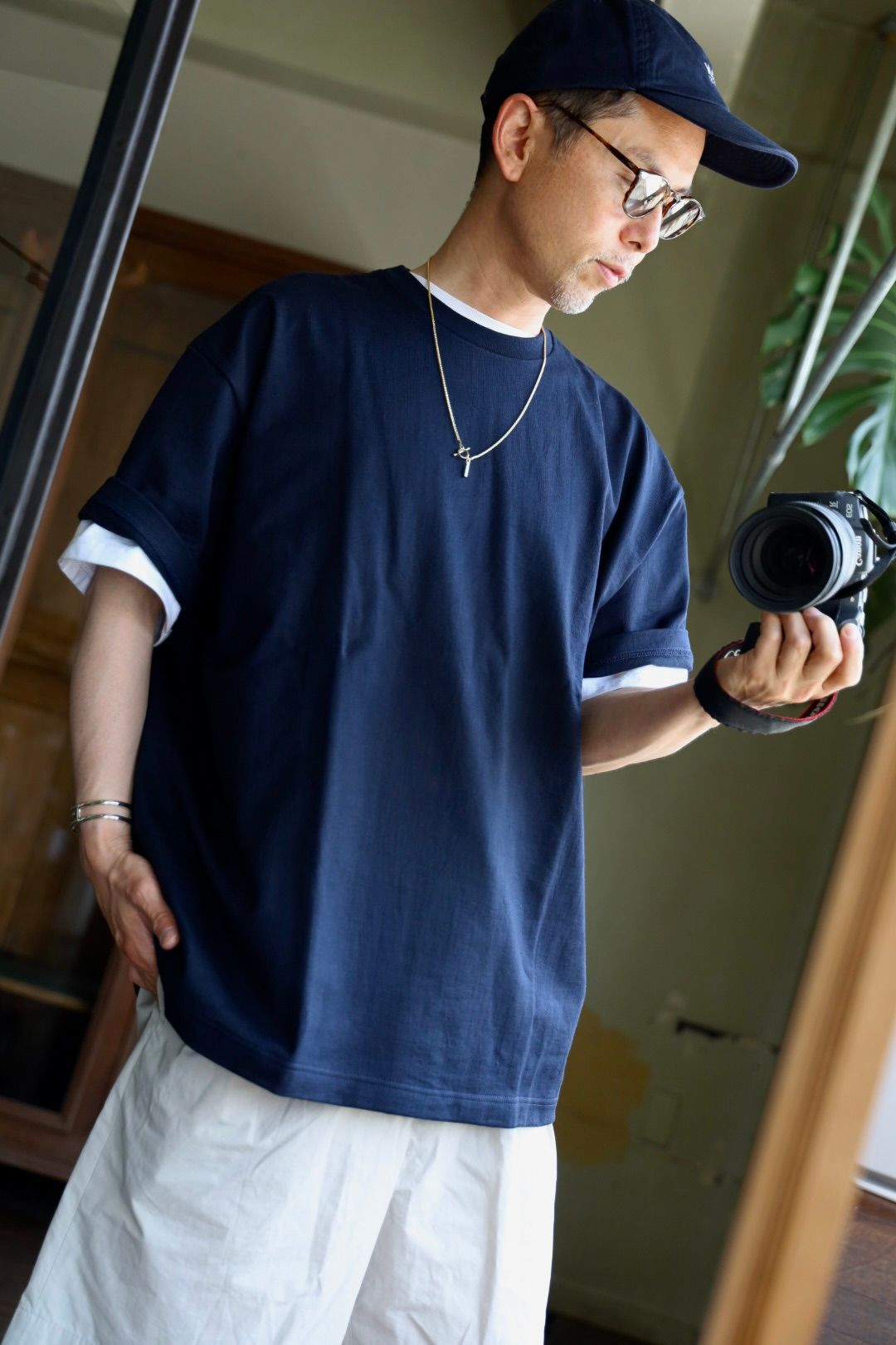 グラフペーパー Heavy Weight S/S Oversized Tee(GM252-70095B )NAVY
