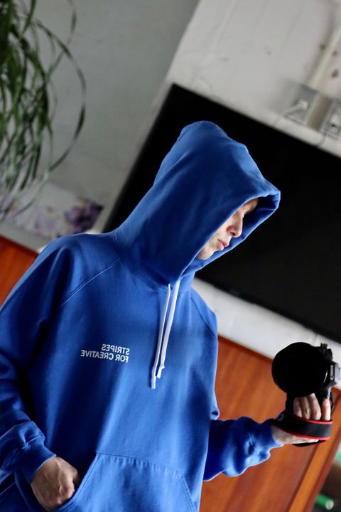 S.F.C RAGLAN HOODIE"BLUE"style.