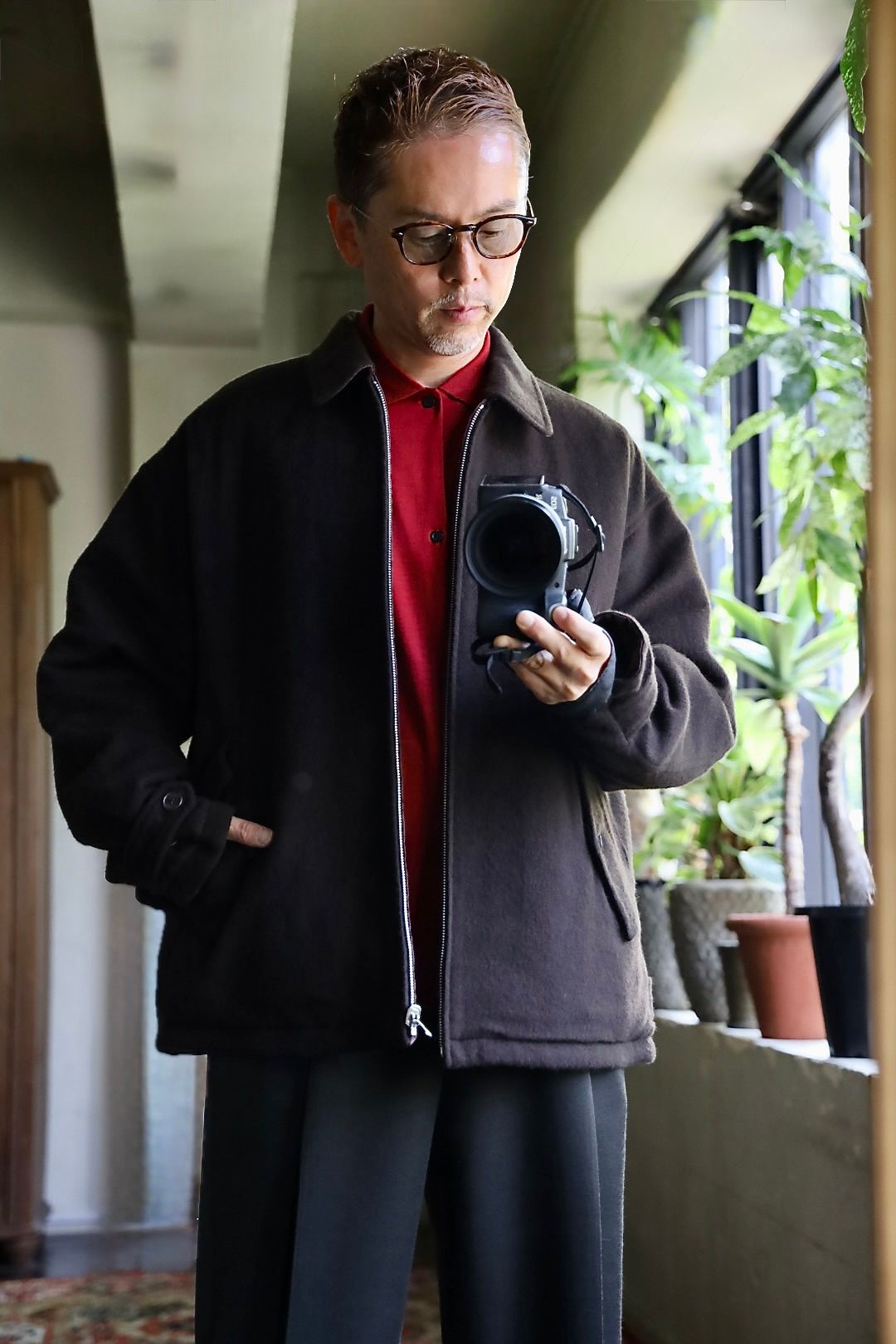 COMME des GARCONS HOMME 26FW ウールライトリバーシブルキルティングジャケット"BROWN"スタイル