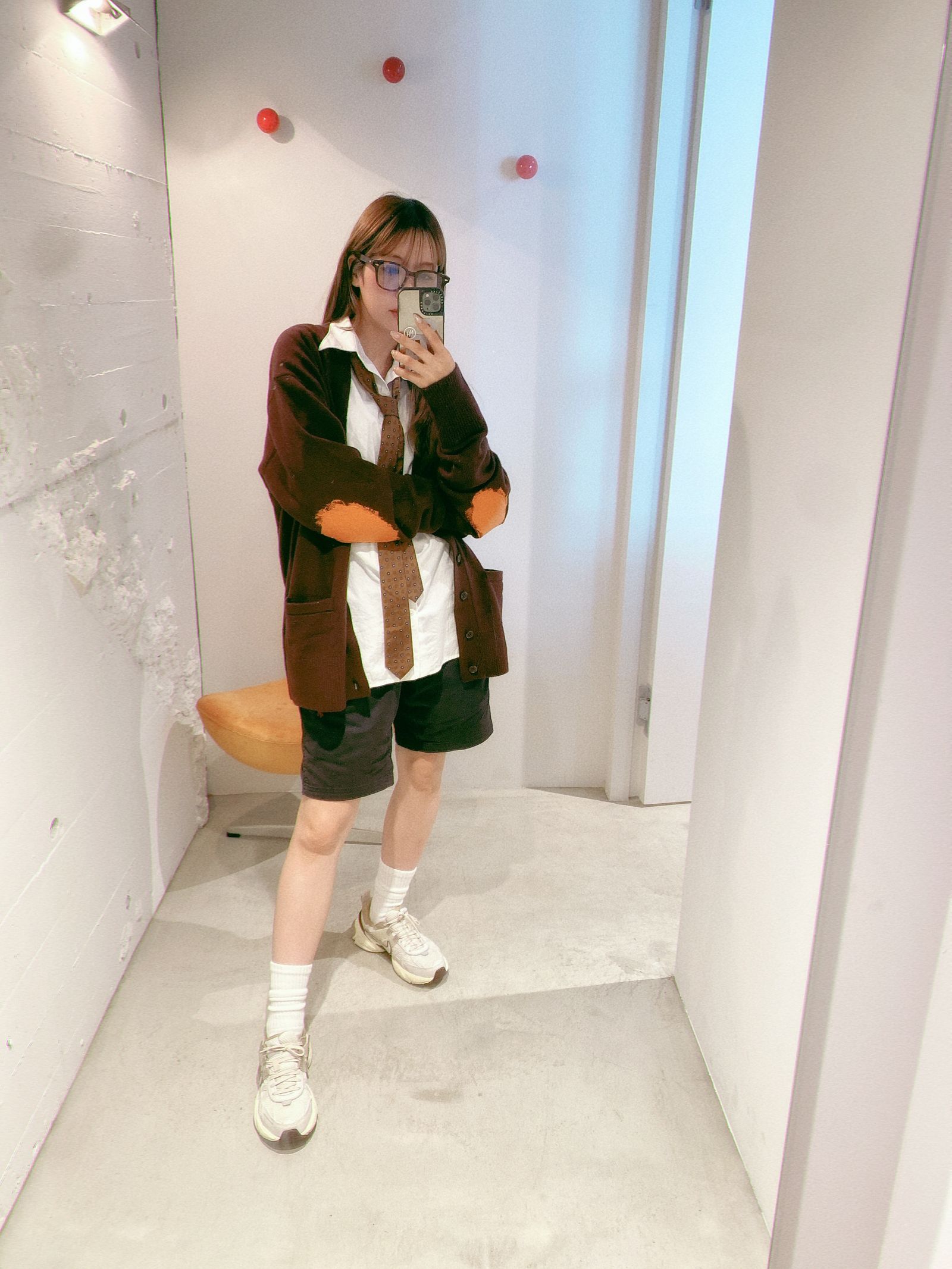 ヨーク24FW PAINTED ELBOW PATCH CARDIGAN(YK24FW0821S)BROWN