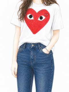 プレイコムデギャルソン レッドハートTシャツ (WHITE×RED HEART)☆7月2日(木)再入荷！
