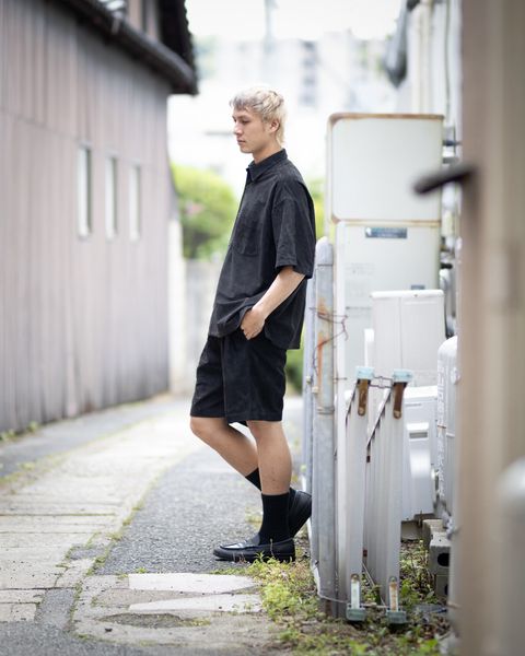 Graphpaper Cow Nubuck Leather S/S Oversized Regular Collar Shirt PICK UP STYLE