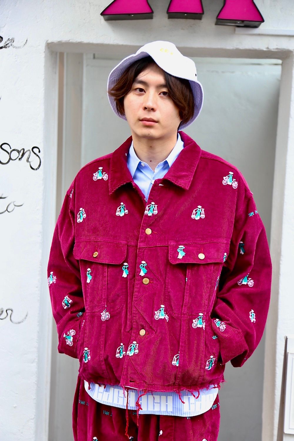 VETNAM EMBROIDERY COURDUROY JACKET & VETNAM EMBROIDERY WIDE TAPERED TROUSERSセットアップスタイル.2020.9.12.