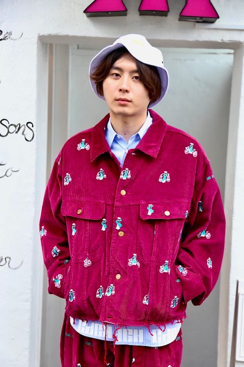 VETNAM EMBROIDERY COURDUROY JACKET & VETNAM EMBROIDERY WIDE TAPERED TROUSERSセットアップスタイル.2020.9.12.