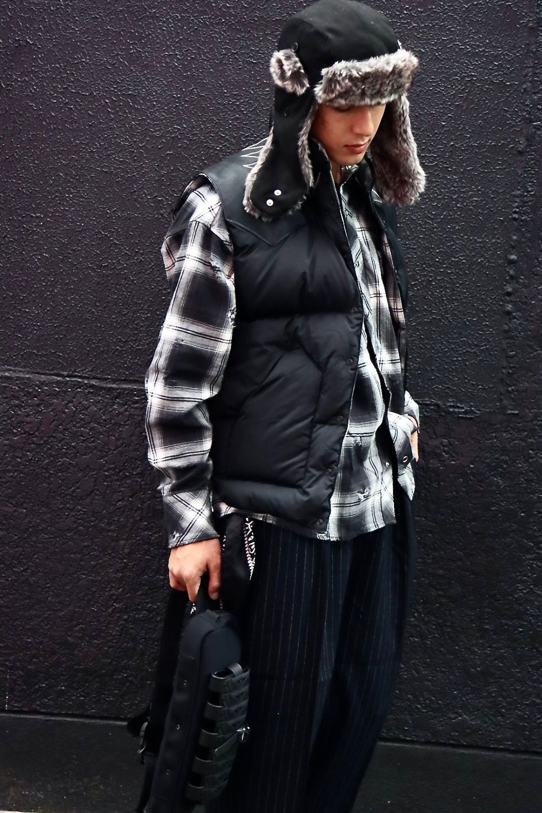 RAFU ラフ 23AW ダウンベスト RMFC DOWN VEST W/EMB'D BLACKスタイル
